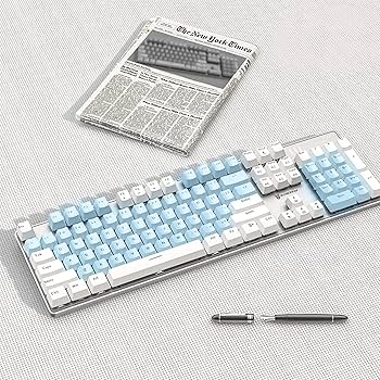 ホワイトメカニカルキーボード 青色バックライト Amazon | Gshop メカニカル式ゲーミングキーボード 青軸 8種類白色